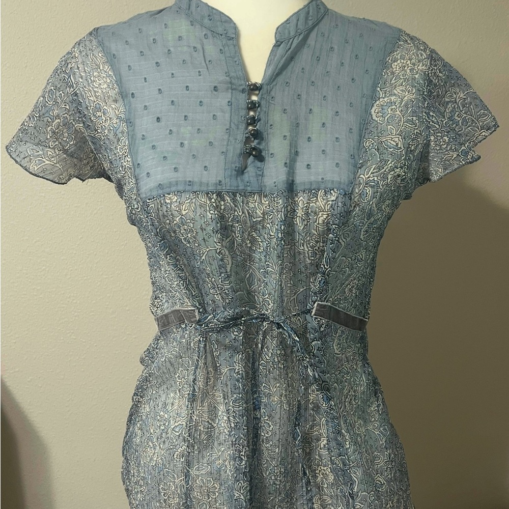 American Rag Sheer Blue Patterned Top